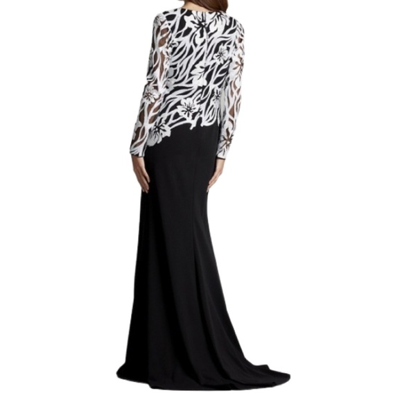 NWT Tadashi Shoji Black and White Juanita Sequin Embellished Gown - Sz 8 - Picture 2 of 10